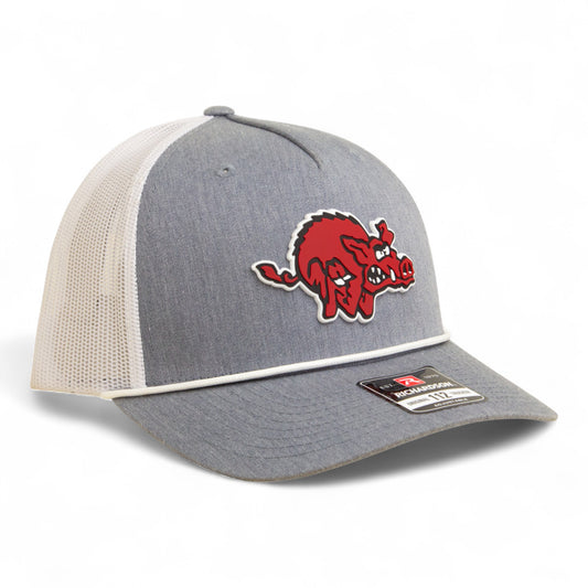 Arkansas Razorbacks 1970’s Classic 3D Snapback Trucker Rope Hat- Heather Grey/ White
