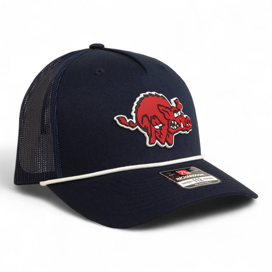 Arkansas Razorbacks 1970’s Classic 3D Snapback Trucker Rope Hat- Navy/ White