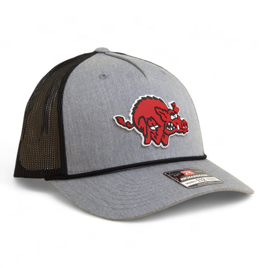 Arkansas Razorbacks 1970’s Classic 3D Snapback Trucker Rope Hat- Heather Grey/ Black