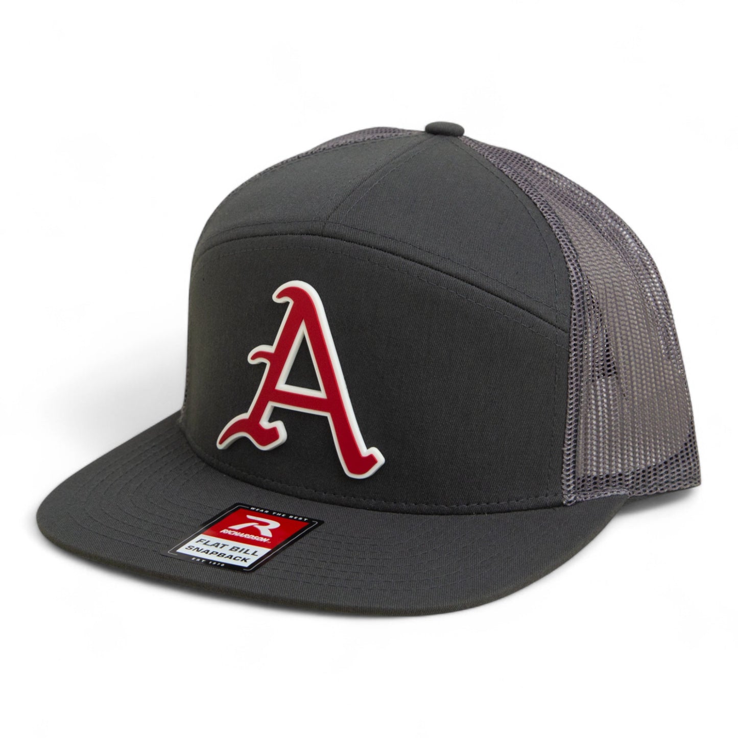 Arkansas Razorbacks Baseball Script A 2025 College World Series 3D Snapback Seven-Panel Flat Bill Trucker Hat- Charcoal