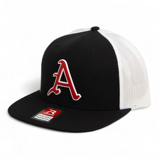Arkansas Razorbacks Baseball Script A 3D Wool Blend Flat Bill Hat- Black/ White