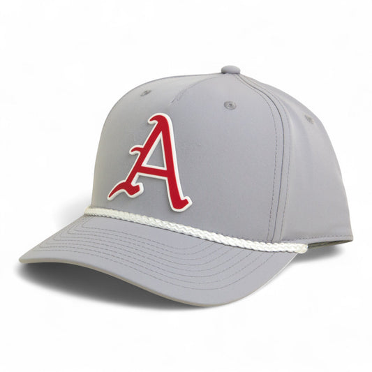 Arkansas Razorbacks Baseball Script A 3D Five Panel Classic Rope Hat- Grey/ White