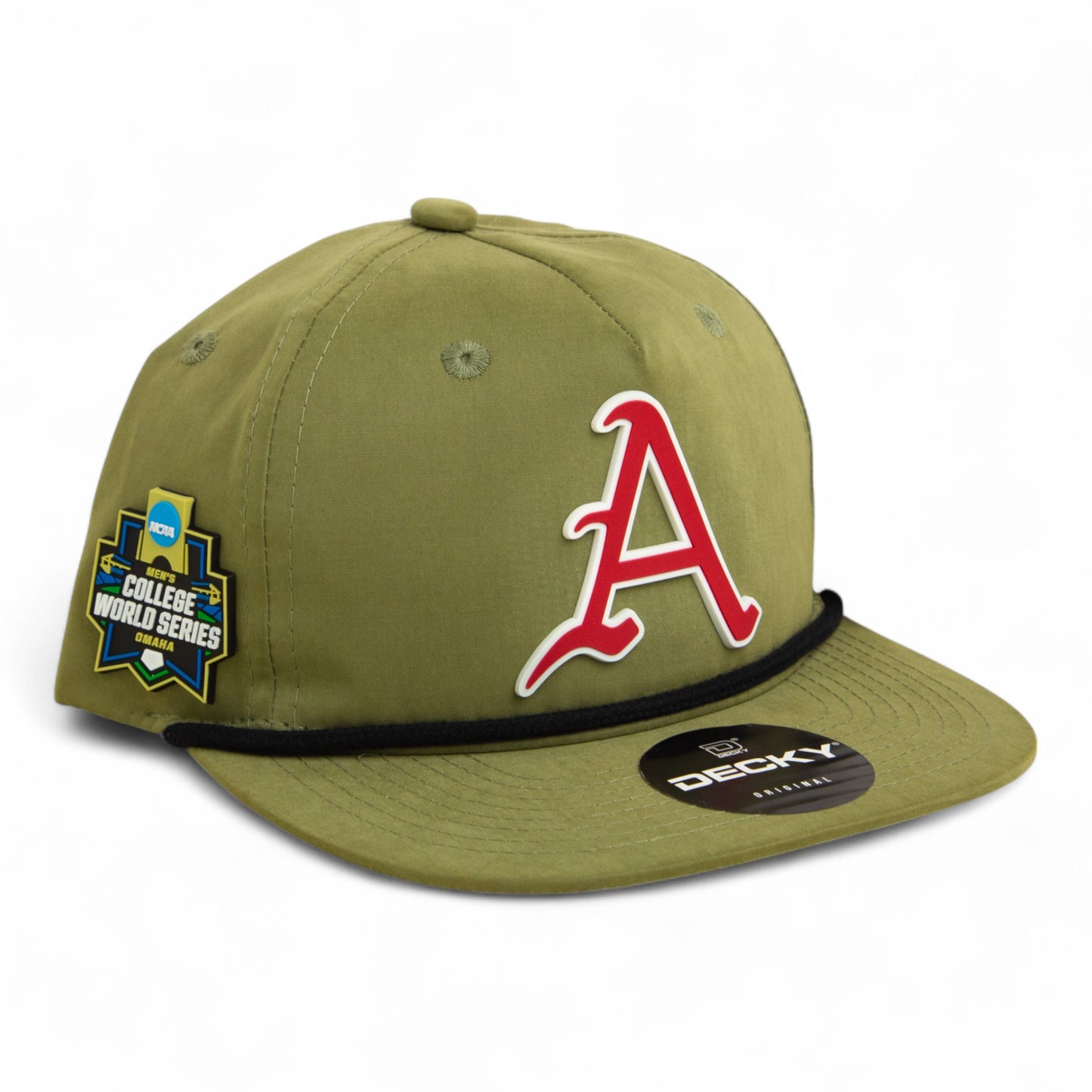 Arkansas Razorbacks Baseball Script A 2025 College World Series 3D Classic Rope Hat- Loden/ Black