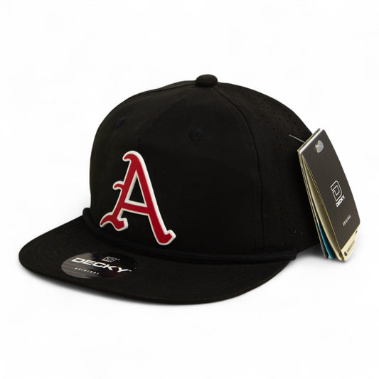 Arkansas Razorbacks Baseball Script A 3D Perforated Rope Hat- Black