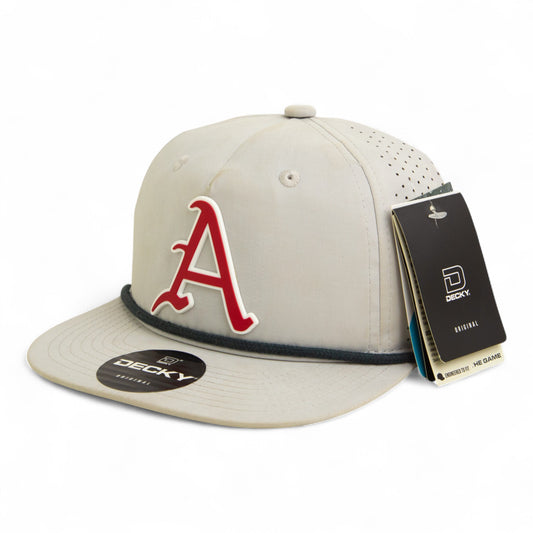 Arkansas Razorbacks Baseball Script A 2025 College World Series 3D Perforated Rope Hat- Grey/ Charcoal
