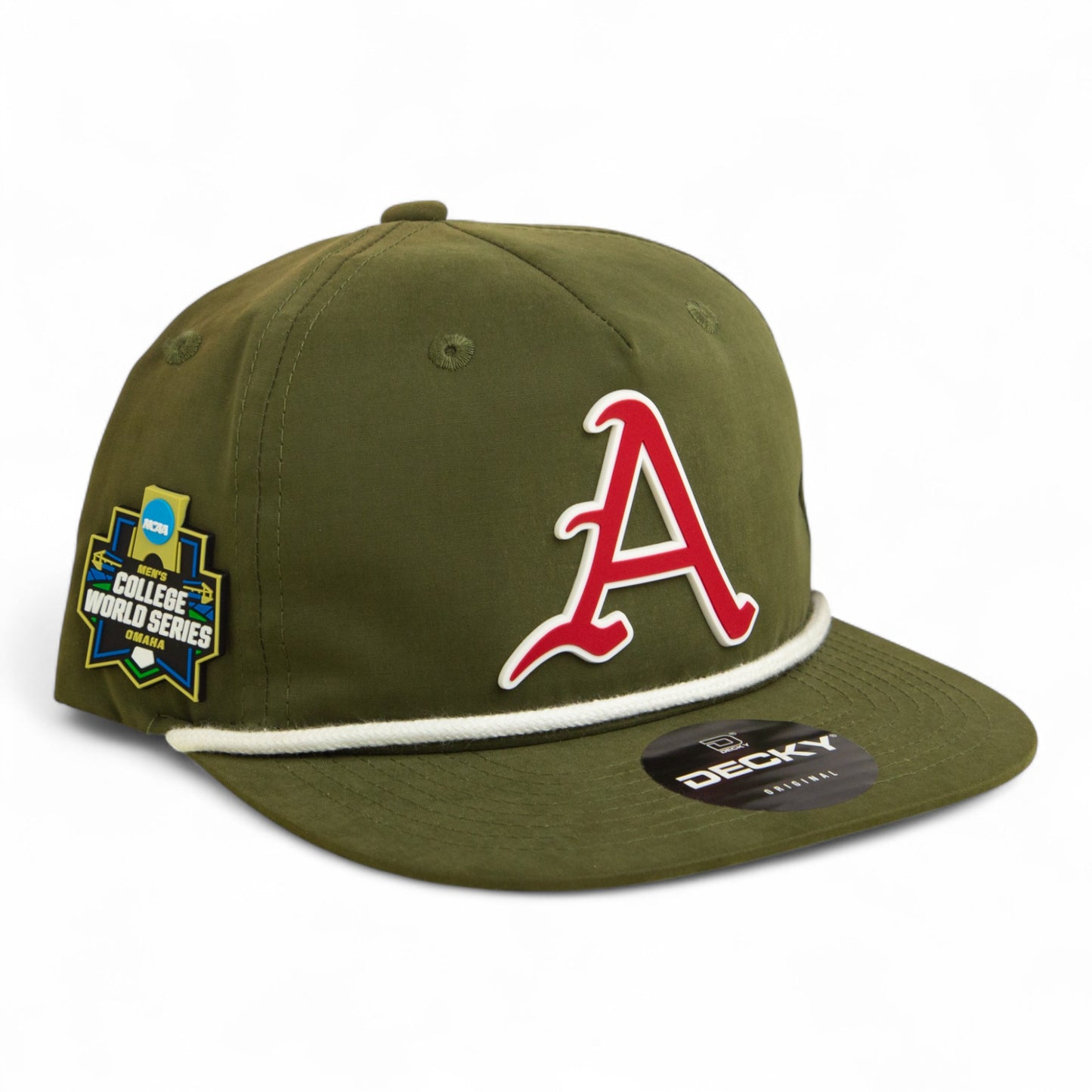 Arkansas Razorbacks Baseball Script A 2025 College World Series 3D Classic Rope Hat- Olive/ White