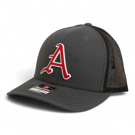 Arkansas Razorbacks Baseball Script A 2025 College World Series 3D Snapback Trucker Hat- Charcoal/ Black