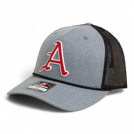 Arkansas Razorbacks Baseball Script A 2025 College World Series 3D Snapback Trucker Rope Hat- Heather Grey/ Black