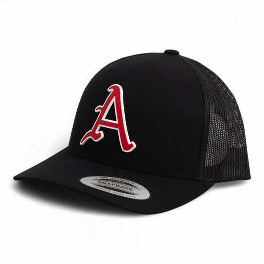 Arkansas Razorbacks Baseball Script A 2025 College World Series 3D YP Snapback Trucker Hat- Black
