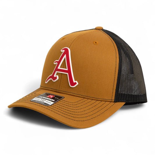 Arkansas Razorbacks Baseball Script A 3D Snapback Trucker Hat- Caramel/ Black