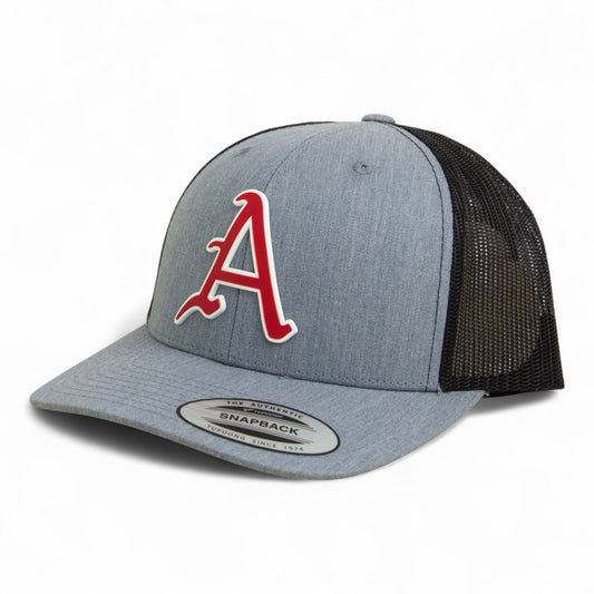 Arkansas Razorbacks Baseball Script A 3D YP Snapback Trucker Hat- Heather Grey/ Black
