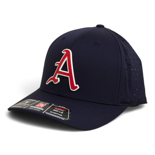 Arkansas Razorbacks Baseball Script A 2025 College World Series 3D Laser Perf R-Flex Cap- Navy