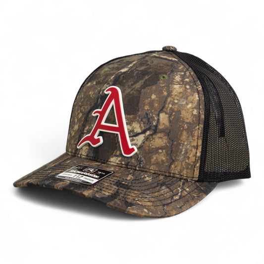 Arkansas Razorbacks Baseball Script A 3D Snapback Trucker Hat- Realtree Timber/ Black