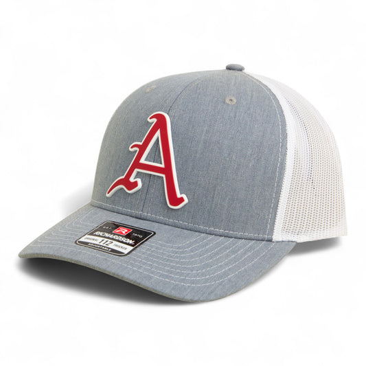 Arkansas Razorbacks Baseball Script A 2025 College World Series 3D Snapback Trucker Hat- Heather Grey/ White
