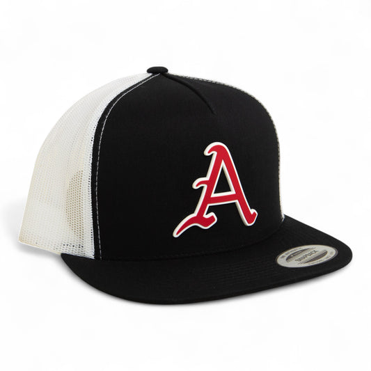 Arkansas Razorbacks Baseball Script A 3D YP Snapback Flat Bill Trucker Hat- Black/ White