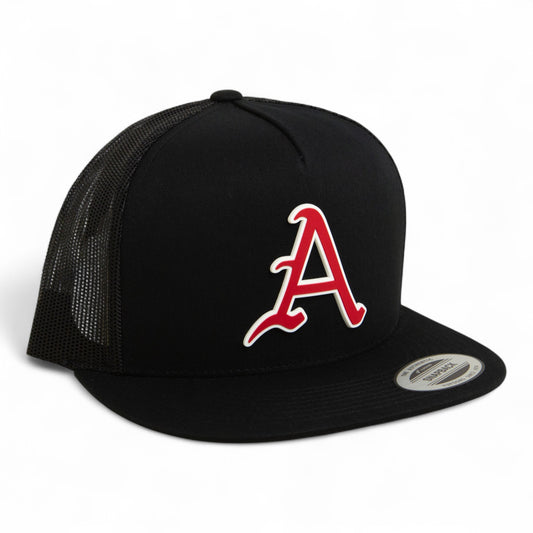 Arkansas Razorbacks Baseball Script A 3D YP Snapback Flat Bill Trucker Hat- Black