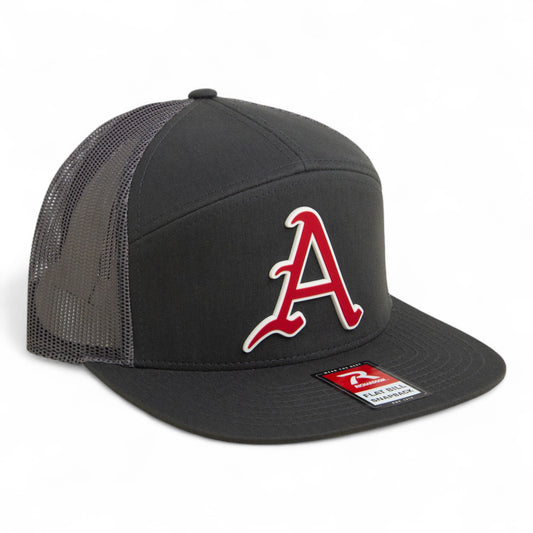 Arkansas Razorbacks Baseball Script A 3D Snapback Seven-Panel Flat Bill Trucker Hat- Charcoal