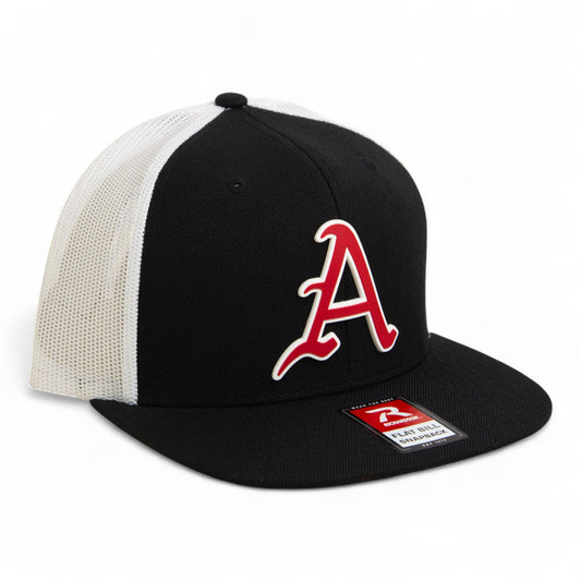 Arkansas Razorbacks Baseball Script A 3D Wool Blend Flat Bill Hat- Black/ White