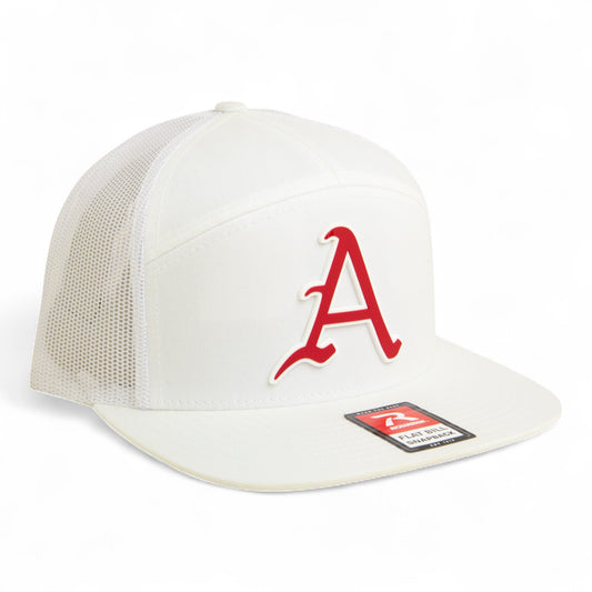 Arkansas Razorbacks Baseball Script A 3D Snapback Seven-Panel Flat Bill Trucker Hat- White