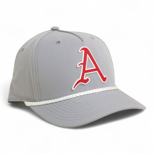Arkansas Razorbacks Baseball Script A 3D Five Panel Classic Rope Hat- Grey/ White