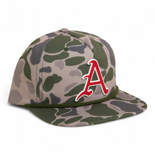Arkansas Razorbacks Baseball Script A 3D Umpqua Rope Hat- Marsh Duck Camo/ Olive Green