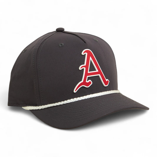 Arkansas Razorbacks Baseball Script A 3D Five Panel Classic Rope Hat- Charcoal/ White