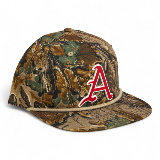 Arkansas Razorbacks Baseball Script A 3D Umpqua Rope Hat- Realtree Advantage/ Khaki