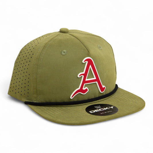 Arkansas Razorbacks Baseball Script A 3D Perforated Rope Hat- Loden/ Black