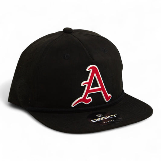Arkansas Razorbacks Baseball Script A 3D Perforated Rope Hat- Black