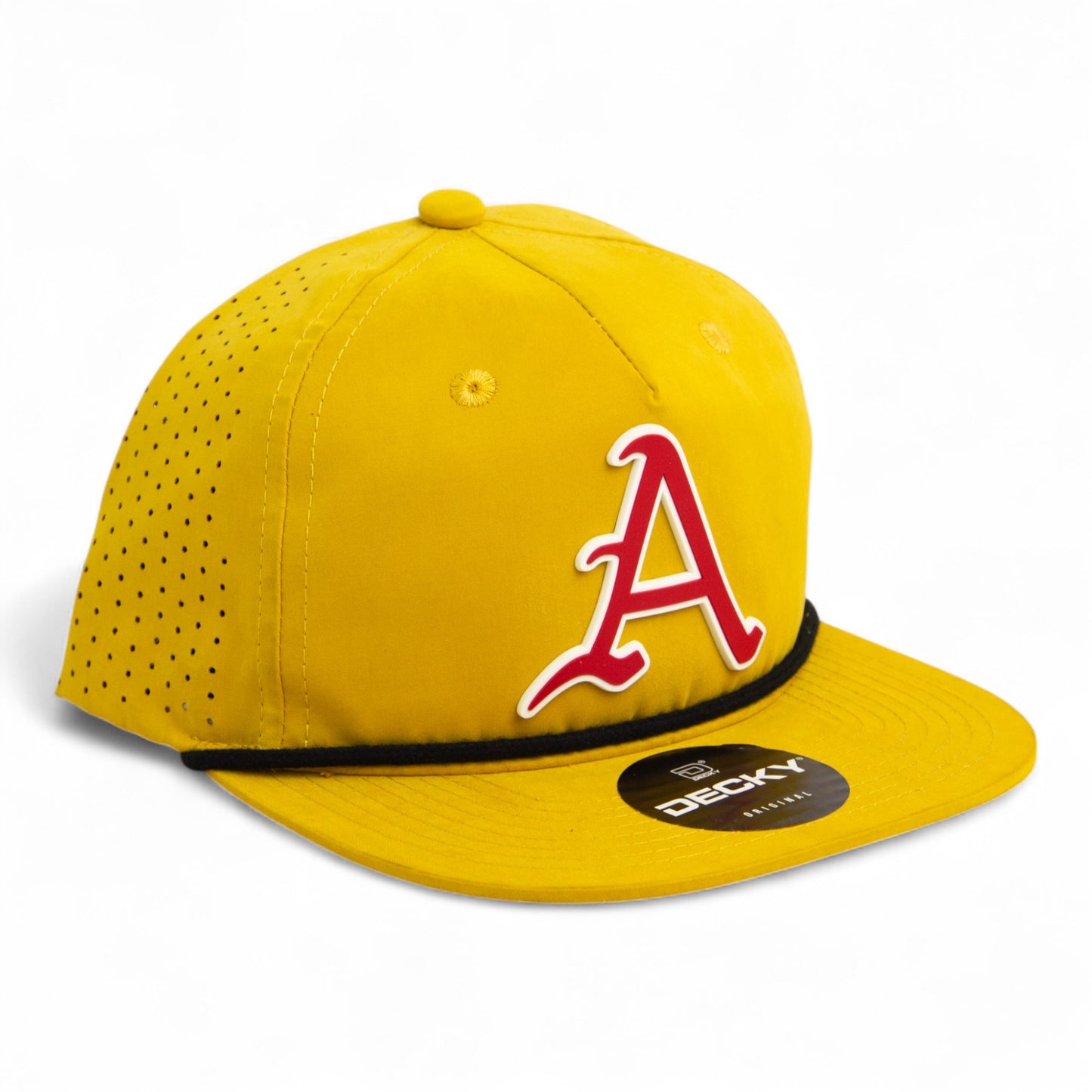 Arkansas Razorbacks Baseball Script A 3D Perforated Rope Hat- Biscuit/ Black