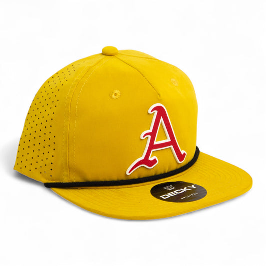 Arkansas Razorbacks Baseball Script A 3D Perforated Rope Hat- Biscuit/ Black