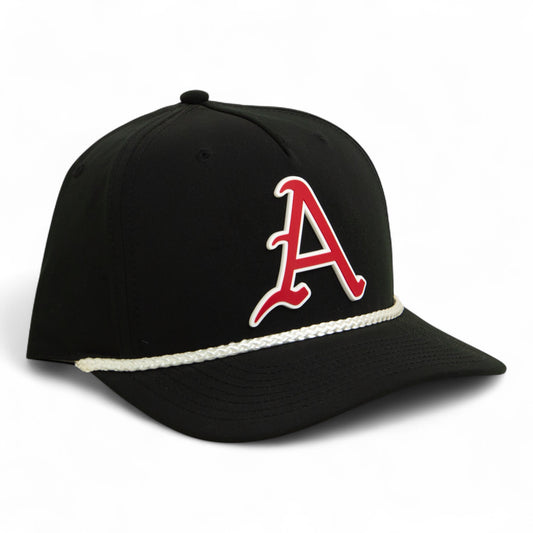 Arkansas Razorbacks Baseball Script A 3D Five Panel Classic Rope Hat- Black/ White