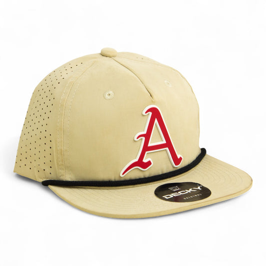 Arkansas Razorbacks Baseball Script A 3D Perforated Rope Hat- Birch/ Black