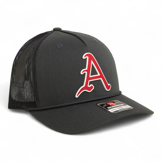 Arkansas Razorbacks Baseball Script A 3D Snapback Trucker Rope Hat- Charcoal