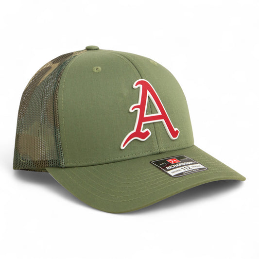 Arkansas Razorbacks Baseball Script A 3D Snapback Trucker Hat- Loden/ Green Camo