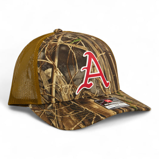 Arkansas Razorbacks Baseball Script A 3D Snapback Trucker Hat- Realtree Max 7/ Buck