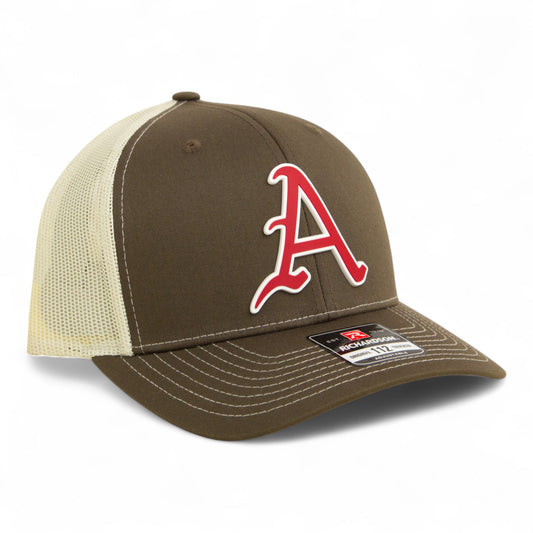 Arkansas Razorbacks Baseball Script A 3D Snapback Trucker Hat- Chocolate Chip/ Birch