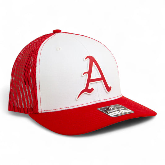 Arkansas Razorbacks Baseball Script A 3D Snapback Trucker Hat- White/ Red