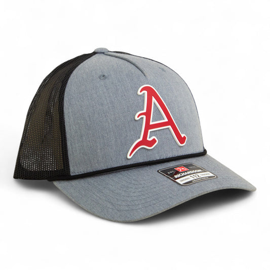 Arkansas Razorbacks Baseball Script A 3D Snapback Trucker Rope Hat- Heather Grey/ Black