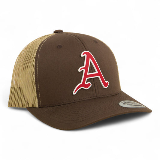 Arkansas Razorbacks Baseball Script A 3D YP Snapback Trucker Hat- Brown/ Tan