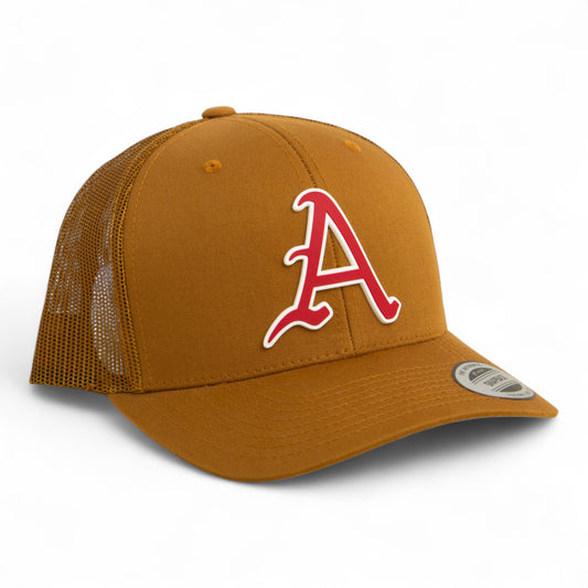 Arkansas Razorbacks Baseball Script A 3D YP Snapback Trucker Hat- Caramel