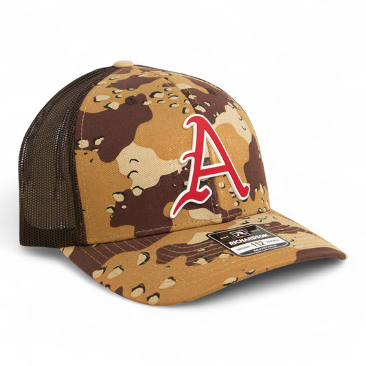 Arkansas Razorbacks Baseball Script A 3D Snapback Trucker Hat- Desert Camo/ Brown