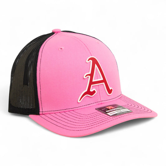 Arkansas Razorbacks Baseball Script A 3D Snapback Trucker Hat- Pink/ Black