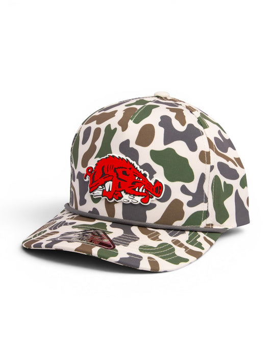 Arkansas Razorbacks Slobbering Hog 3D Duck Camo Rope Hat- Timberline