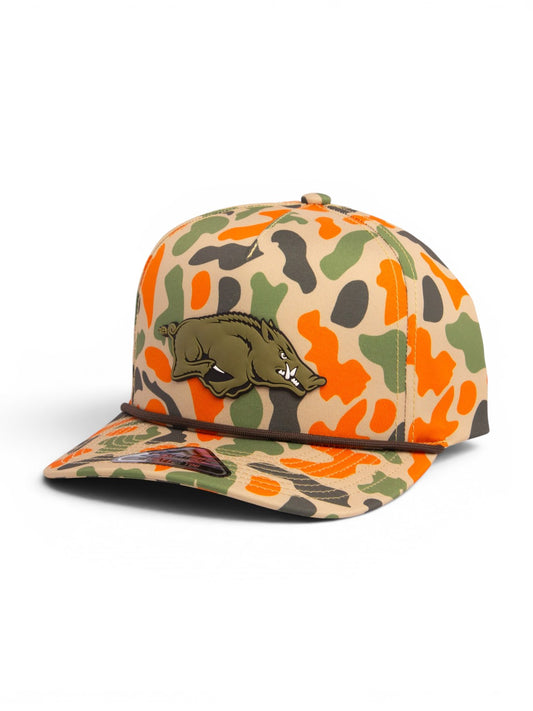 Arkansas Razorbacks Loden Edition 3D Duck Camo Rope Hat- Blaze Camo