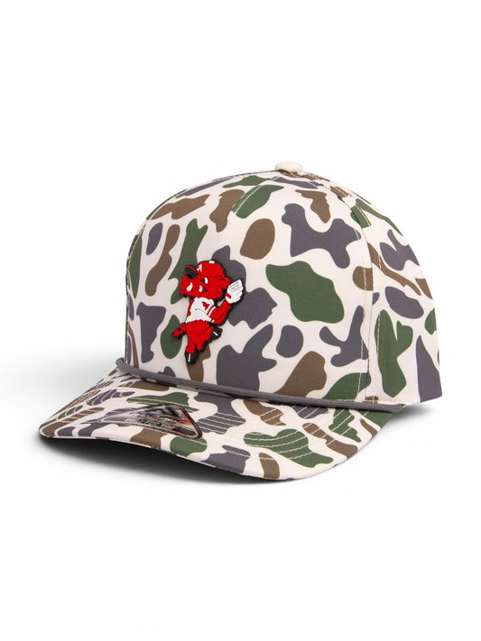 Arkansas Razorbacks Pitching Ribby 3D Duck Camo Rope Hat- Timberline