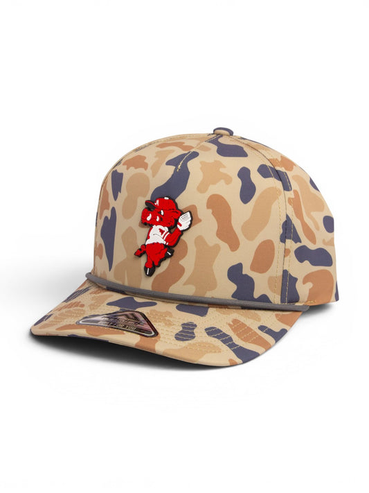 Arkansas Razorbacks Pitching Ribby 3D Duck Camo Rope Hat- Canyon