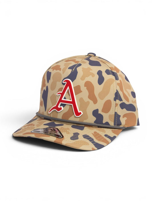 Arkansas Razorbacks Baseball Script A 3D Duck Camo Rope Hat- Canyon