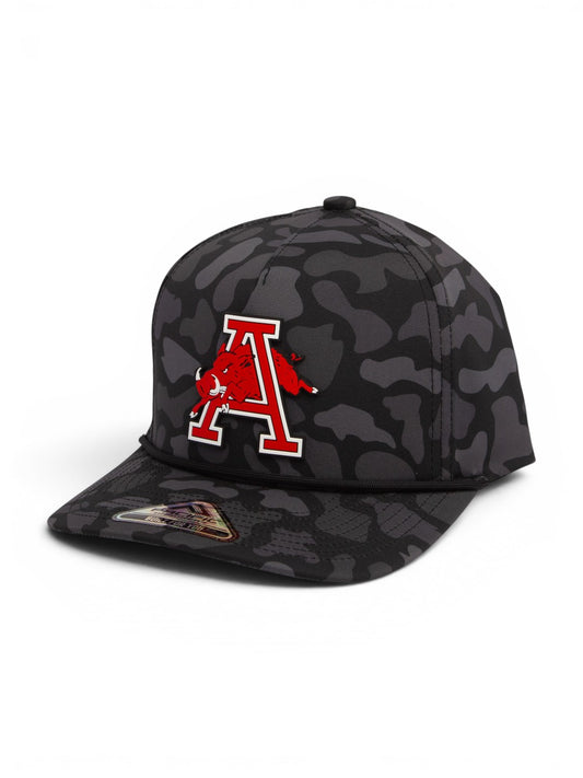 Arkansas Razorbacks Jumping Hog 3D Duck Camo Rope Hat- Blackout