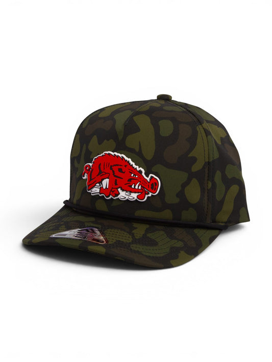 Arkansas Razorbacks Slobbering Hog 3D Duck Camo Rope Hat- Woodland
